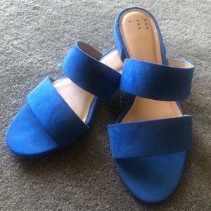 A NEW DAY. Blue slip on suede sandals